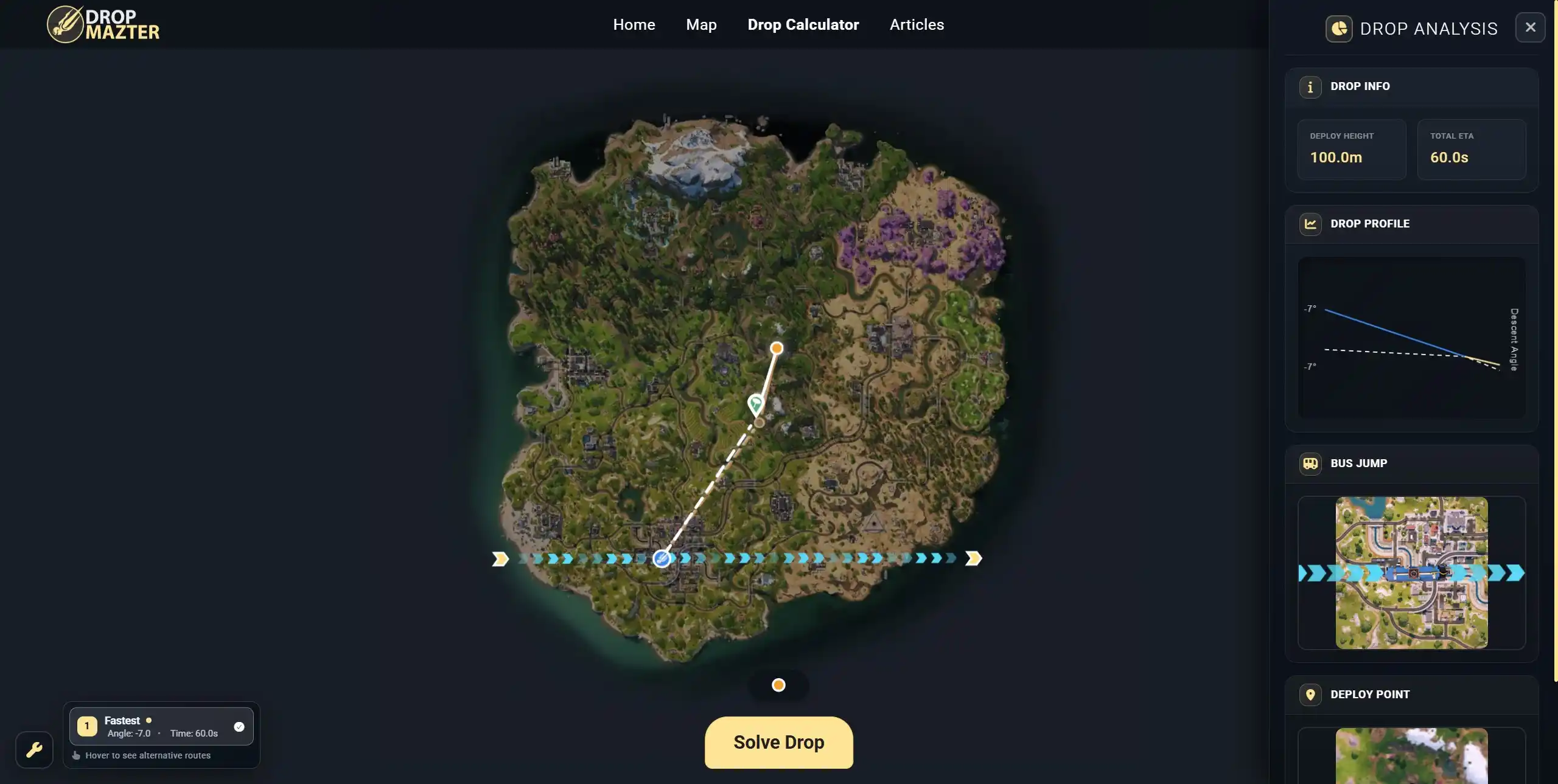 Bus path B showing a different jump point for the same location