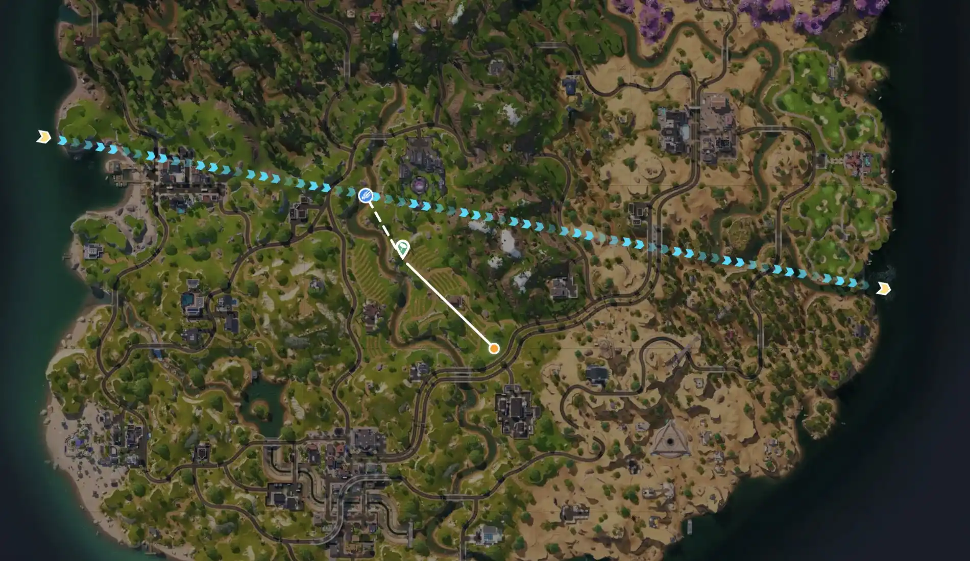 Drop Mazter calculator showing the specific marker and jump point for a bus route