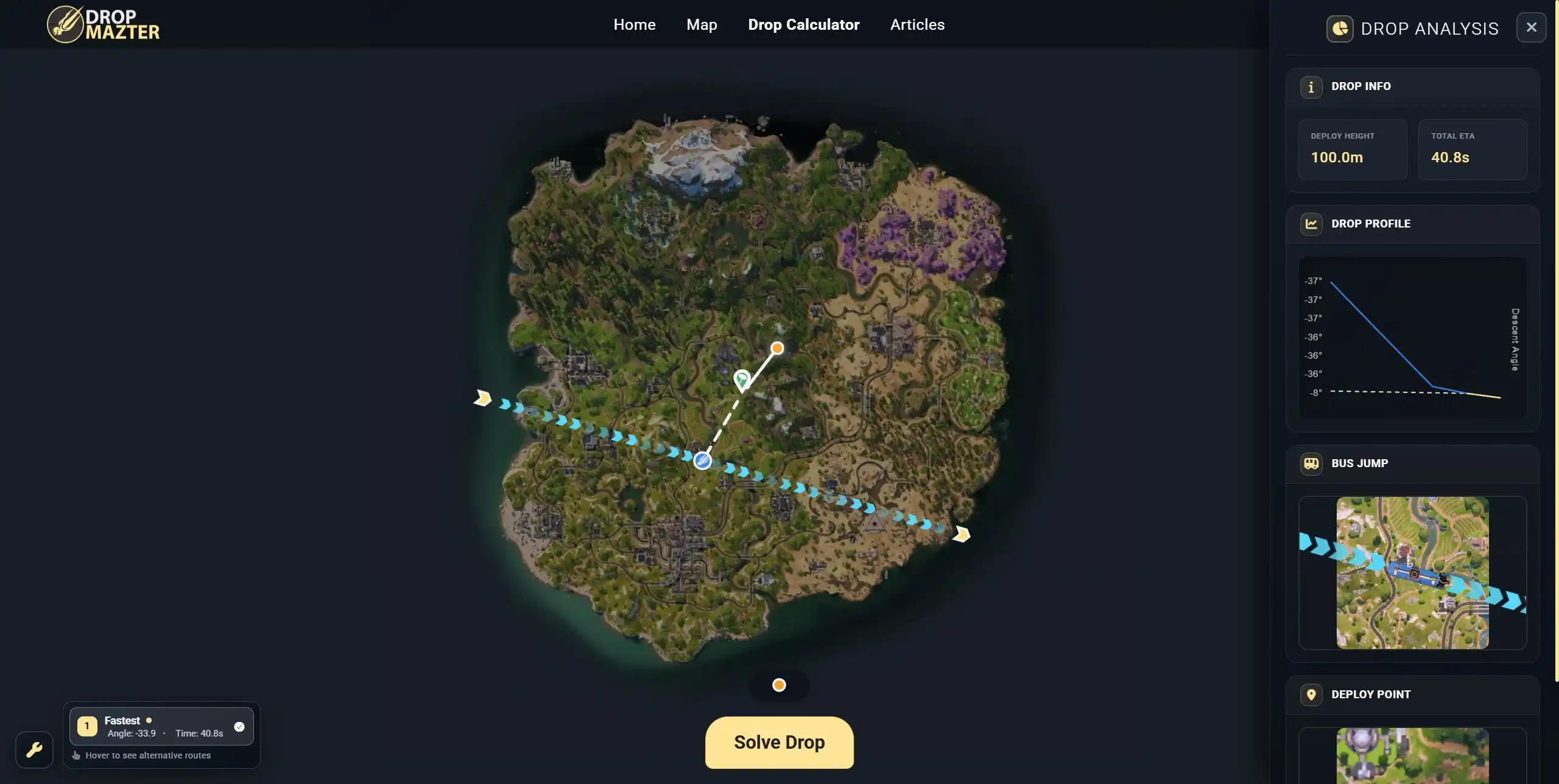 Drop Mazter drop calculator interface